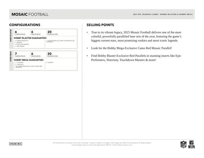 Panini Mosaic Football Hobby 2025 Blaster Box - Sell Sheet Page 4