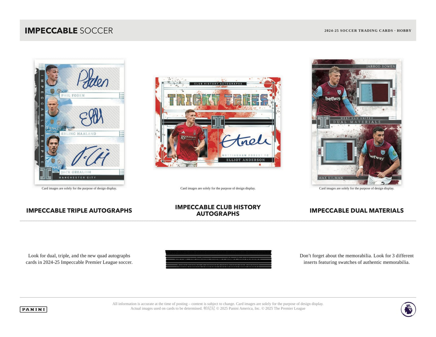 Panini Impeccable Soccer 2024/25 Hobby Case - Sell Sheet Page 4