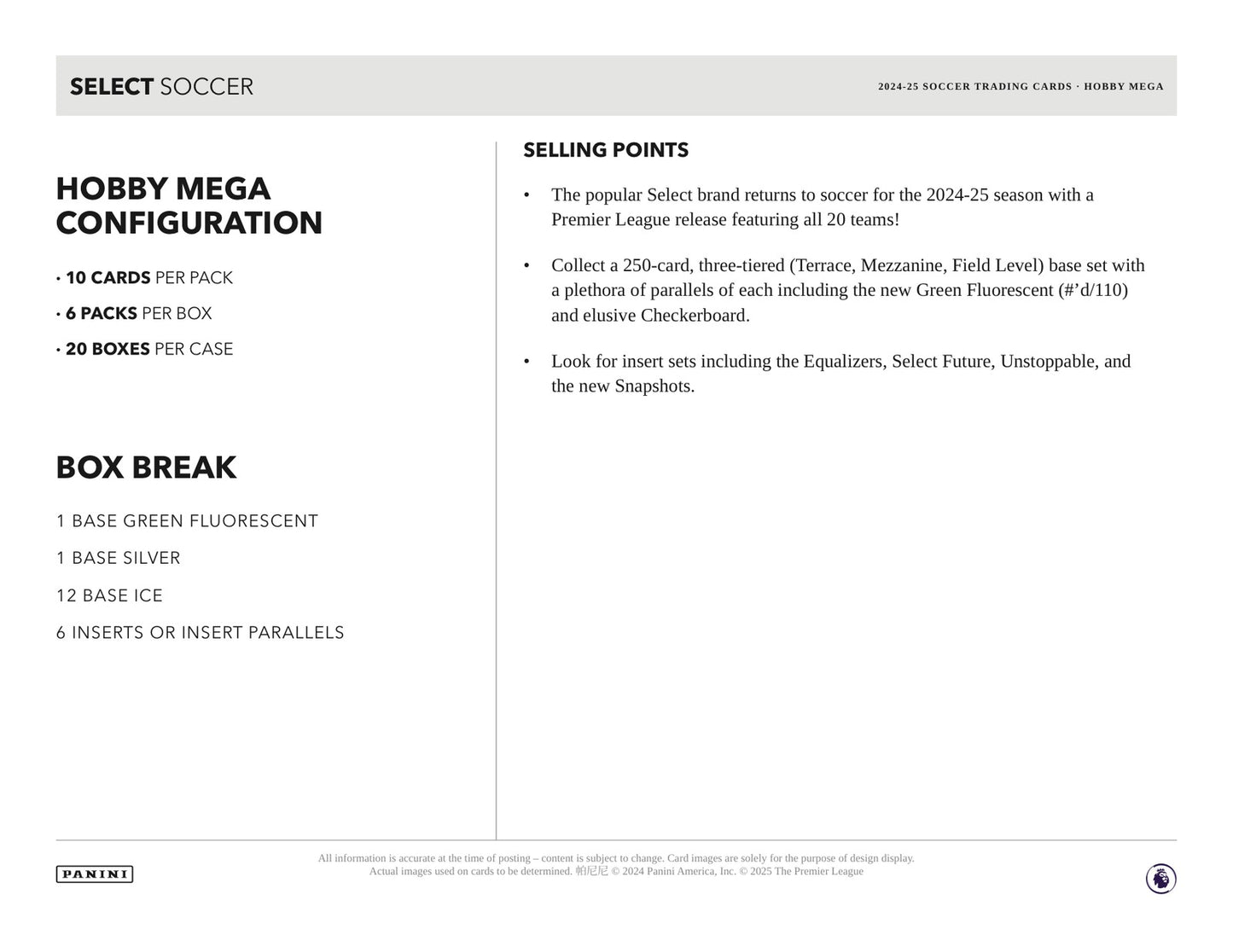 Panini EPL Soccer 2024/25 Hobby Mega Box Case - Sell Sheet Page 4