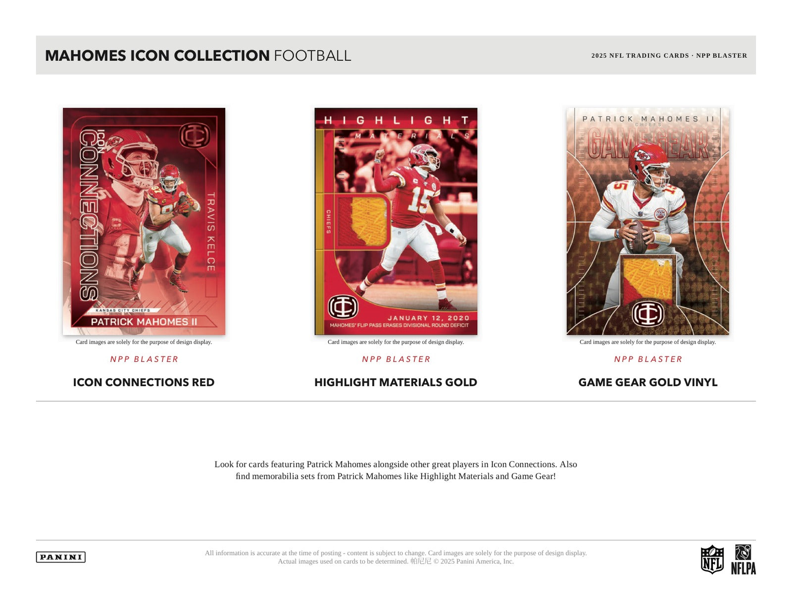 Panini Mahomes Icon Collection NFL 2025 Blaster Box - Sell Sheet Page 4