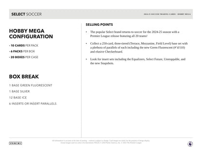 Panini EPL Soccer Hobby 2024/25 Mega Box - Sell Sheet Page 4