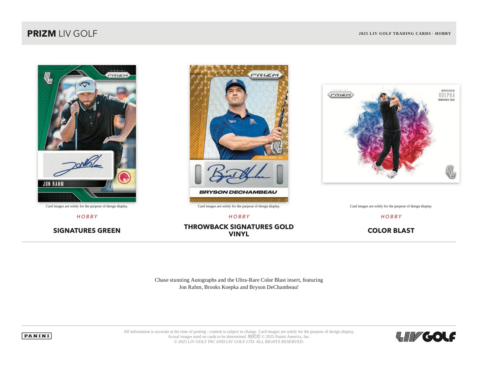 Panini Prizm Liv Golf 2025 Hobby Box - Sell Sheet Page 4