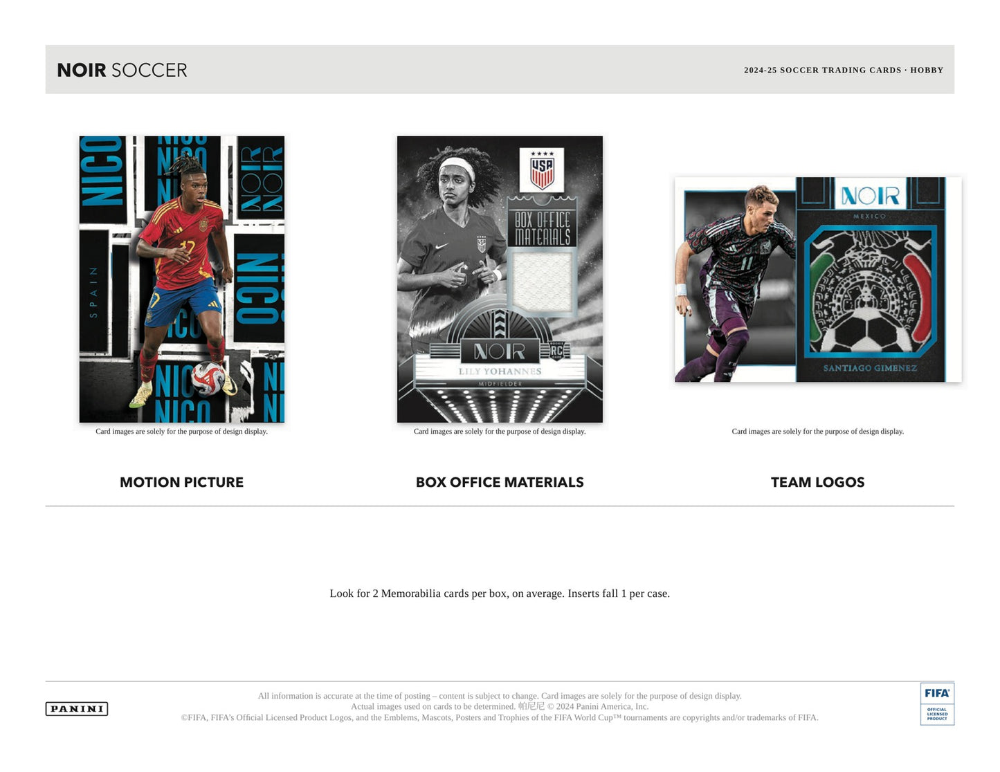 Panini Noir Soccer 2024/25 Case - Sell Sheet Page 4
