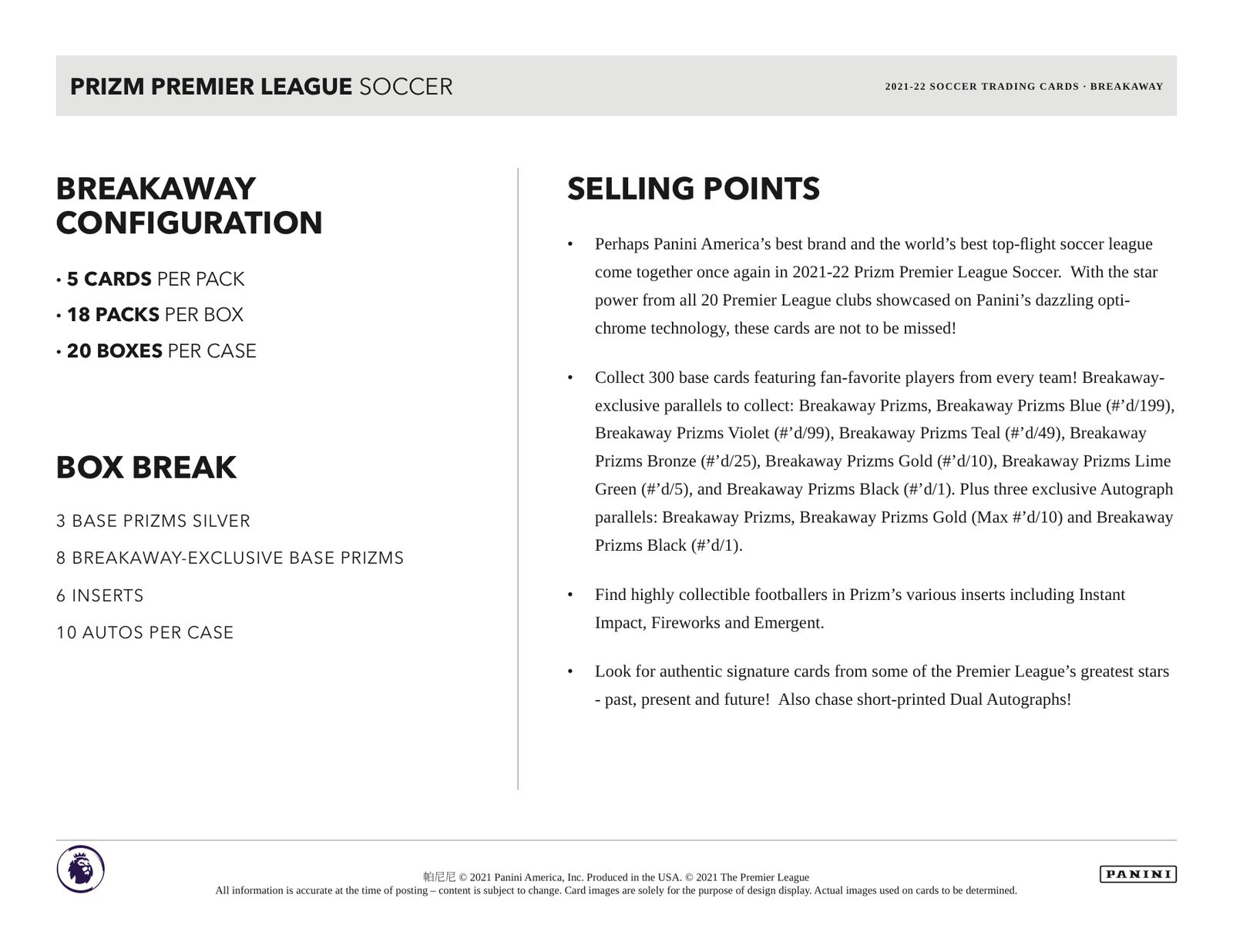 Panini Prizm Premier League 2021/22 Breakaway Box - Sell Sheet Page 4