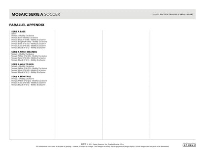 Panini Mosaic Serie A Soccer 2020/21 Hobby Box - Sell Sheet Page 5