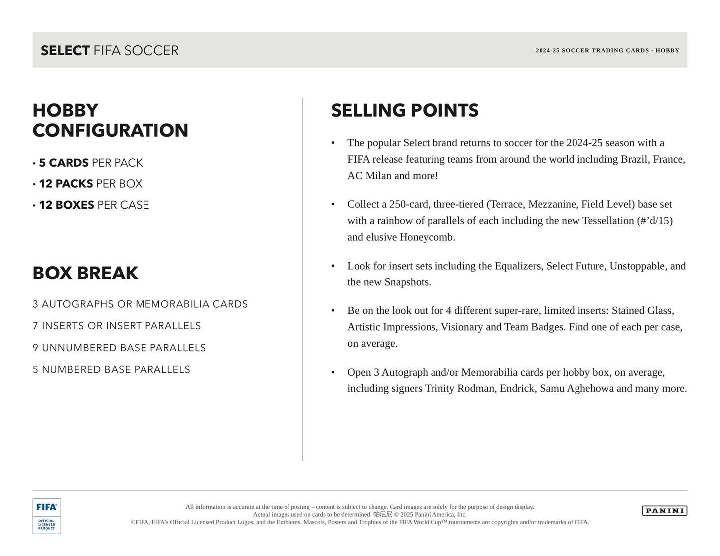 Panini Soccer 2024/25 Case - Sell Sheet Page 5