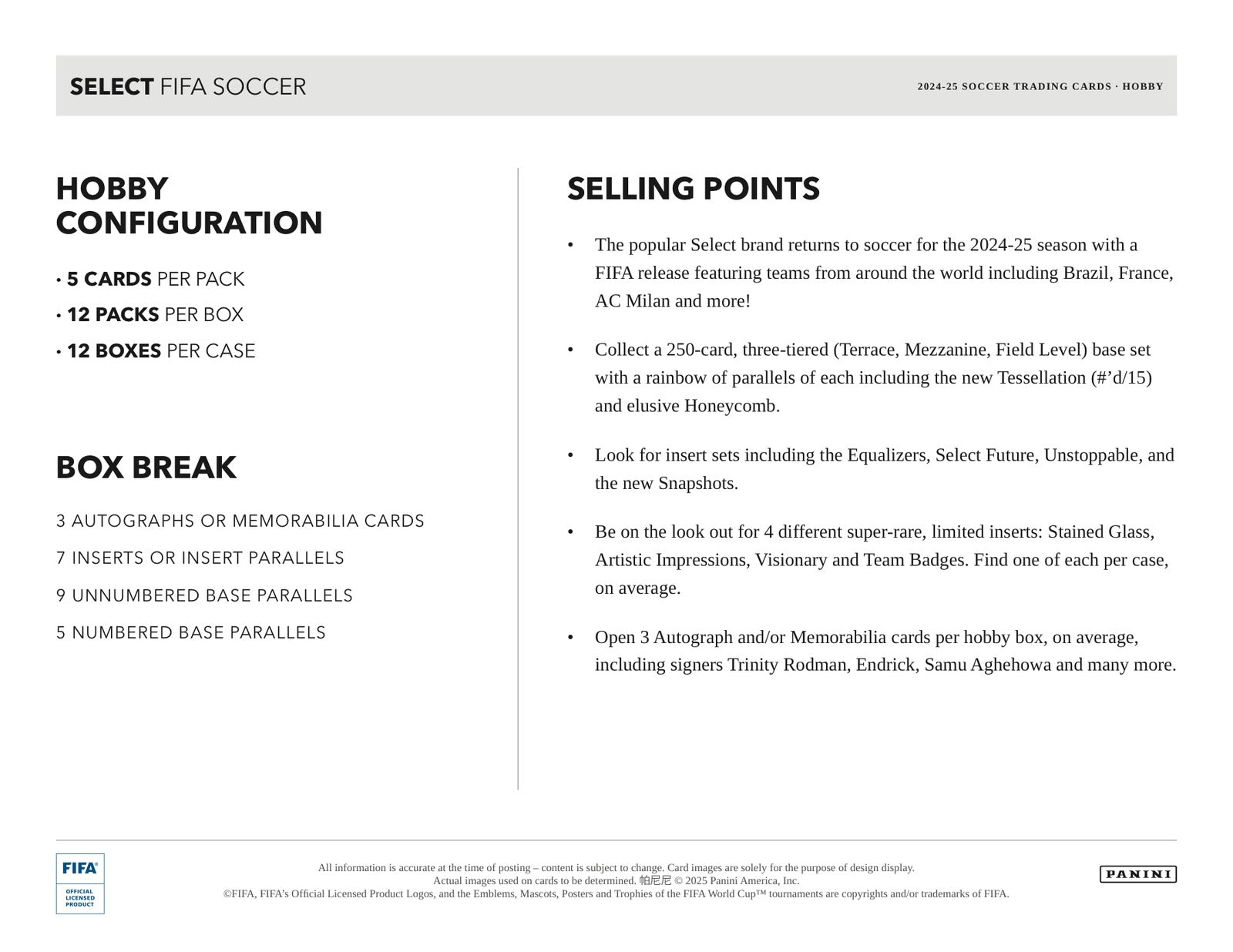 Panini Soccer 2024/25 Case - Sell Sheet Page 5