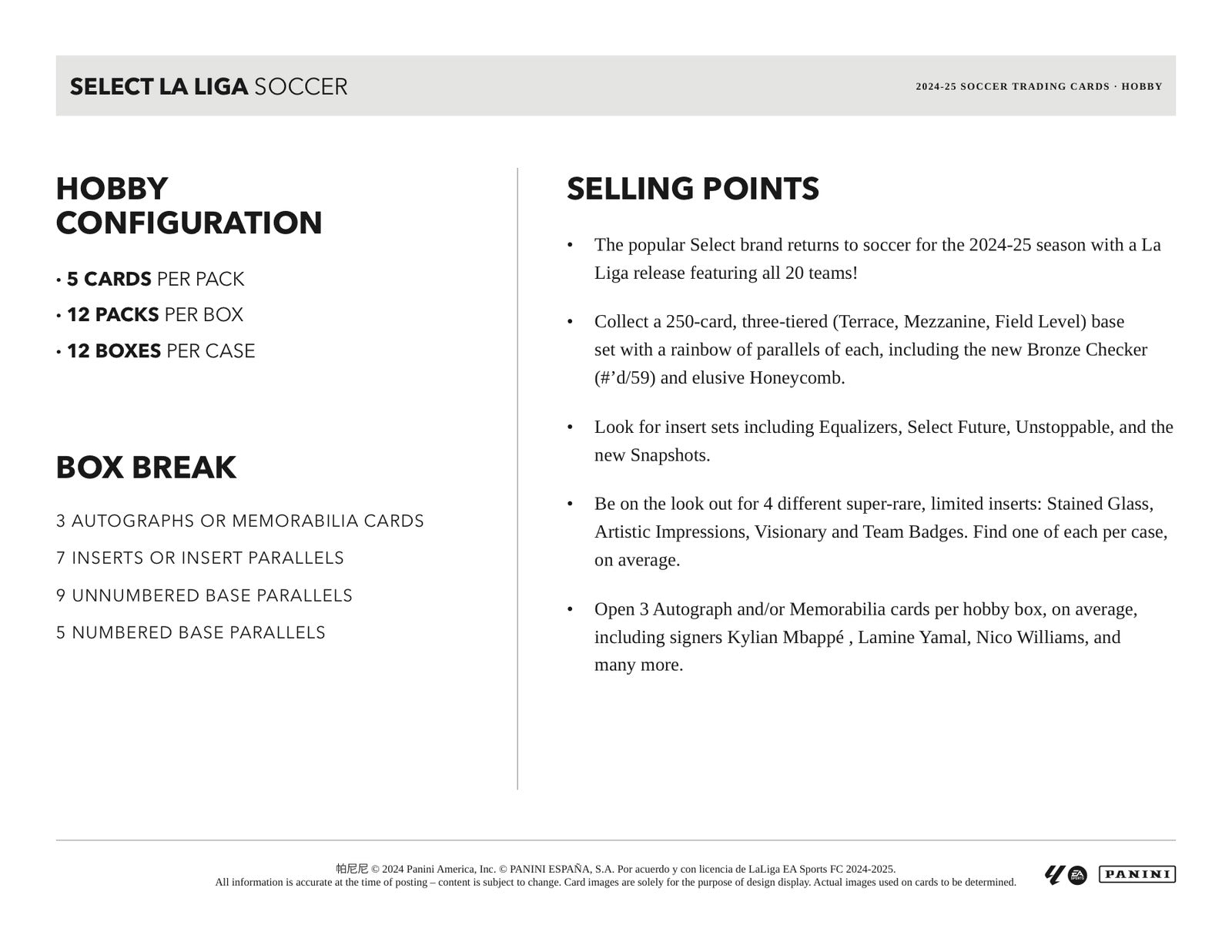 Panini La Liga Soccer 2024/25 Hobby Case - Sell Sheet Page 5