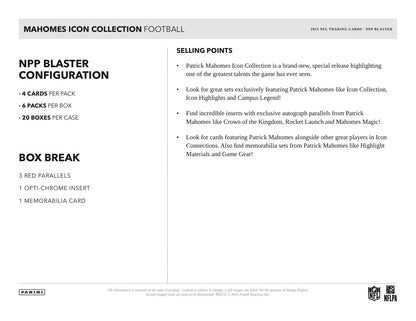 Panini Mahomes Icon Collection NFL 2025 Blaster Box - Sell Sheet Page 5