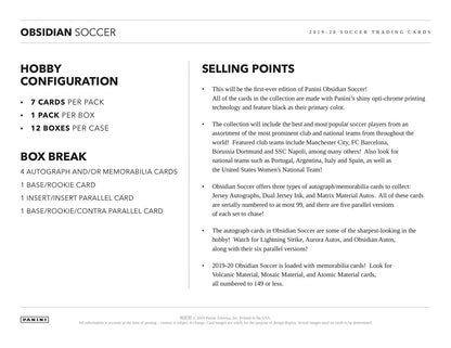 Panini Obsidian Soccer 2019/20 Hobby Box - Sell Sheet Page 5