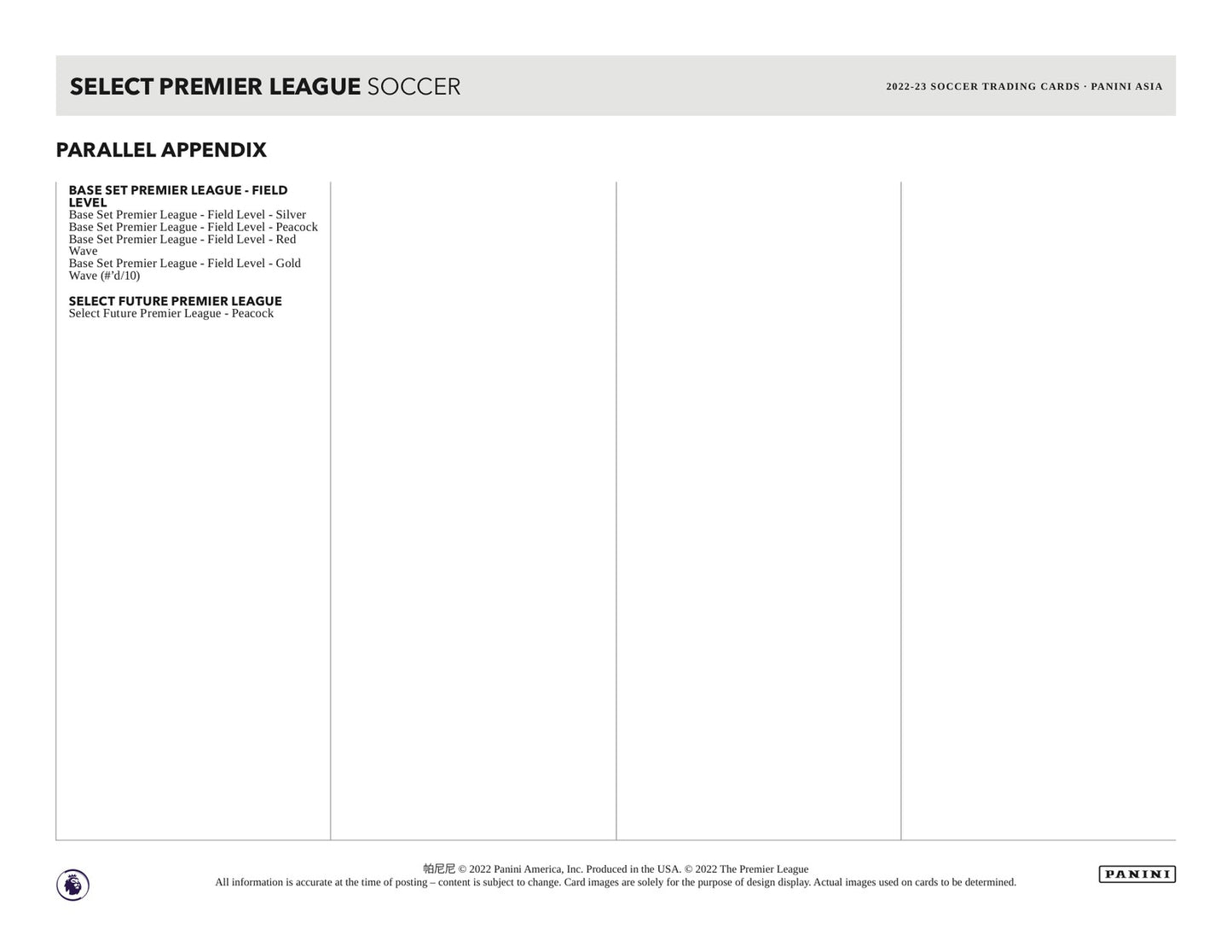 Panini EPL Soccer 2022/23 Tmall Box - Sell Sheet Page 5
