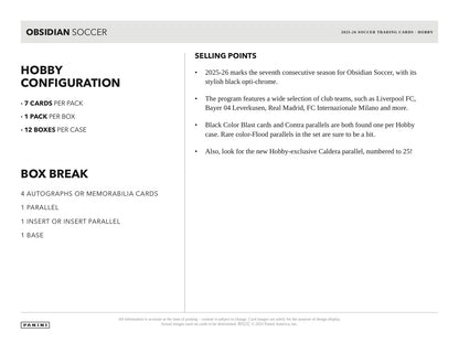 Panini Obsidian Soccer 2025/26 Hobby Box - Sell Sheet Page 5