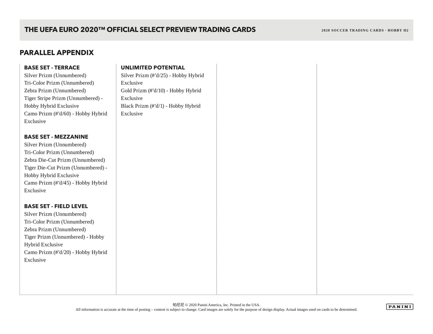 Panini UEFA Euro Soccer 2020 Hybrid Box - Sell Sheet Page 5