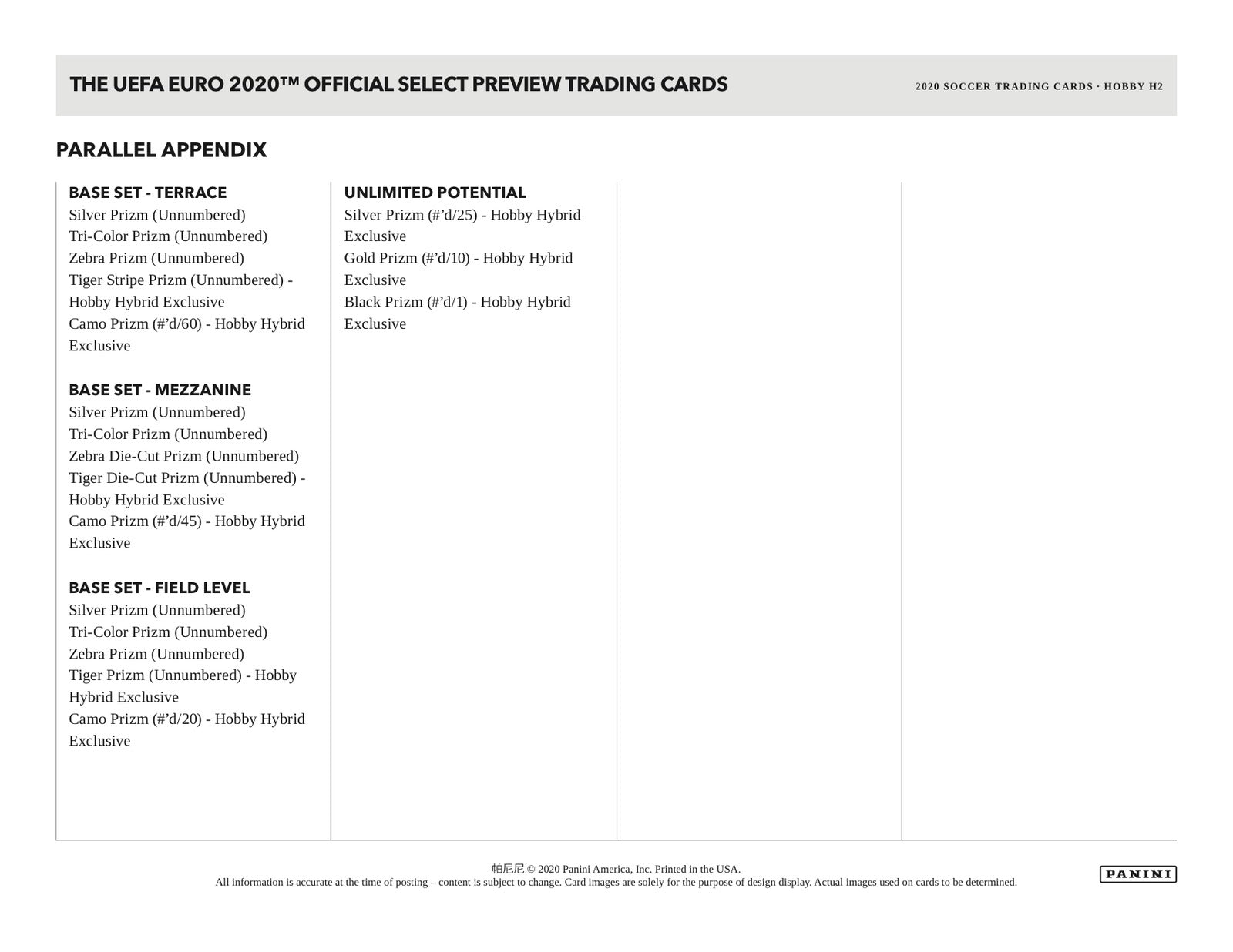 Panini UEFA Euro Soccer 2020 Hybrid Box - Sell Sheet Page 5