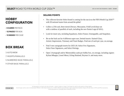 Panini Road to World Cup 2026 Soccer 2025/26 Hobby Box - Sell Sheet Page 5