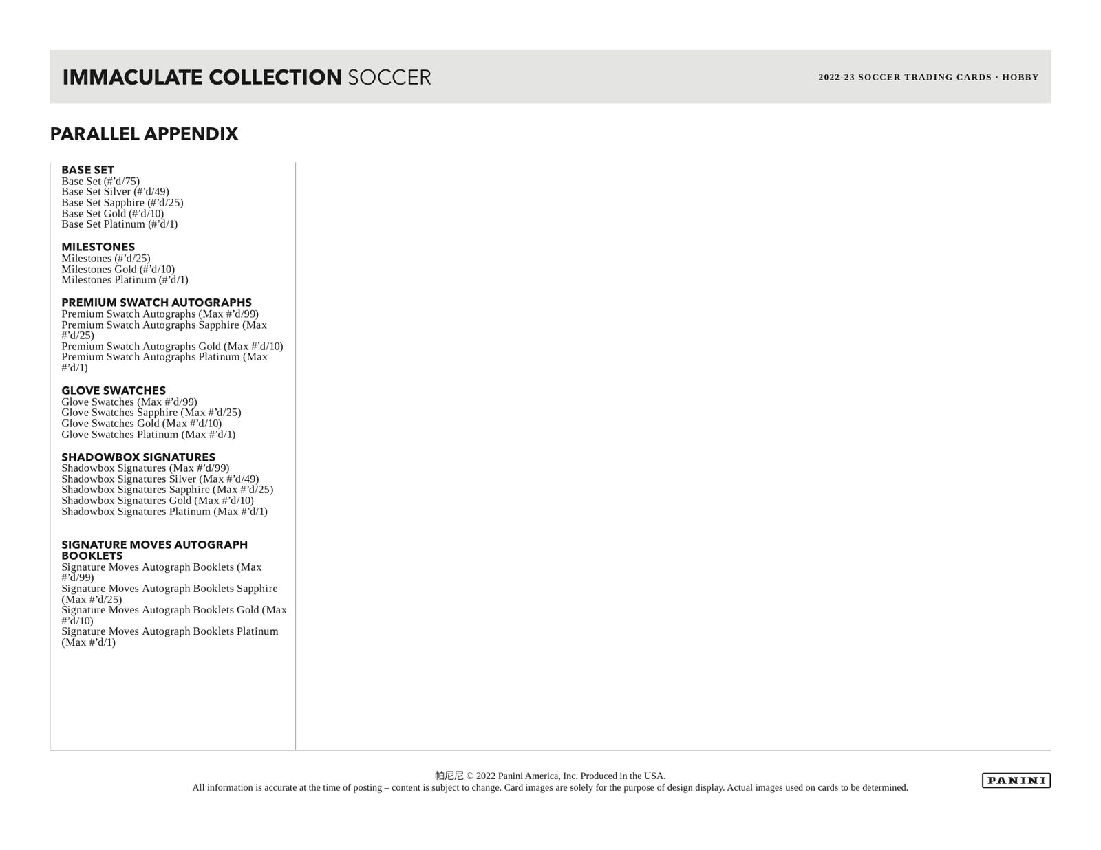 Panini Immaculate Soccer 2023/24 Case - Sell Sheet Page 6