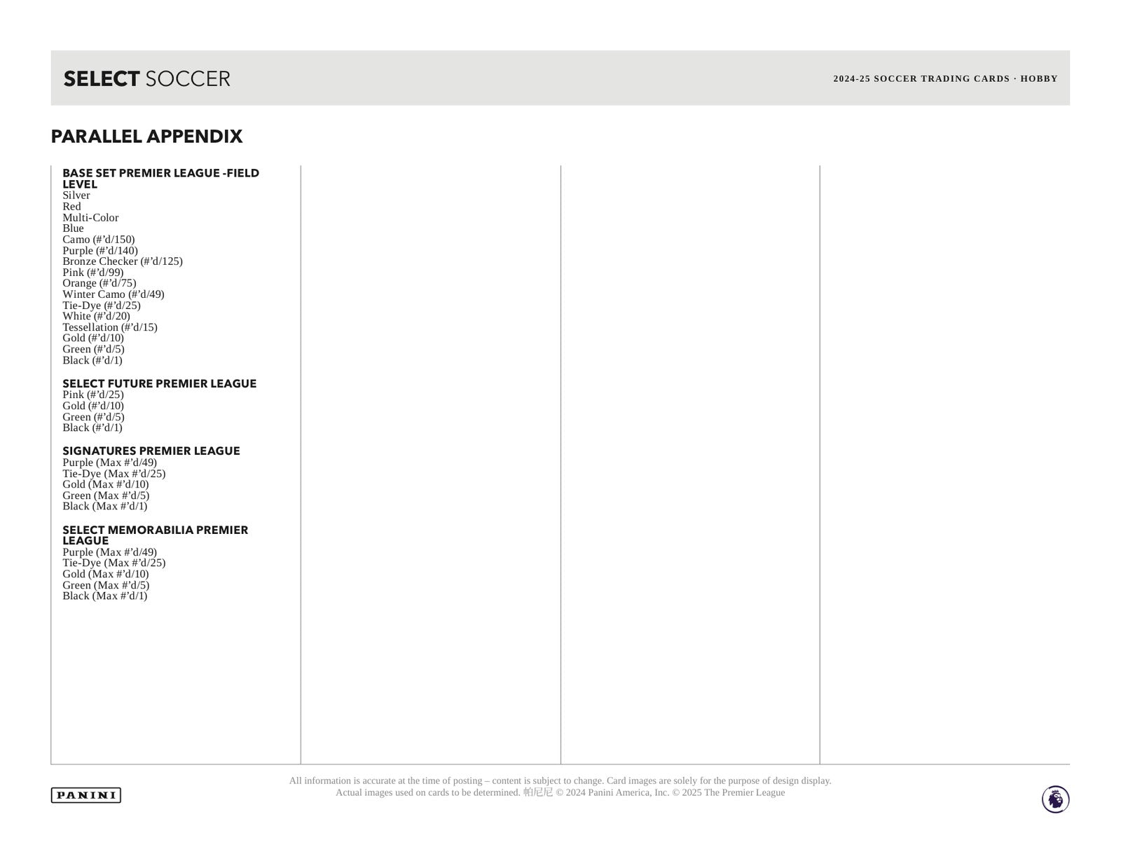 Panini Select Premier League Soccer 2024/25 Hobby Box - Sell Sheet Page 6