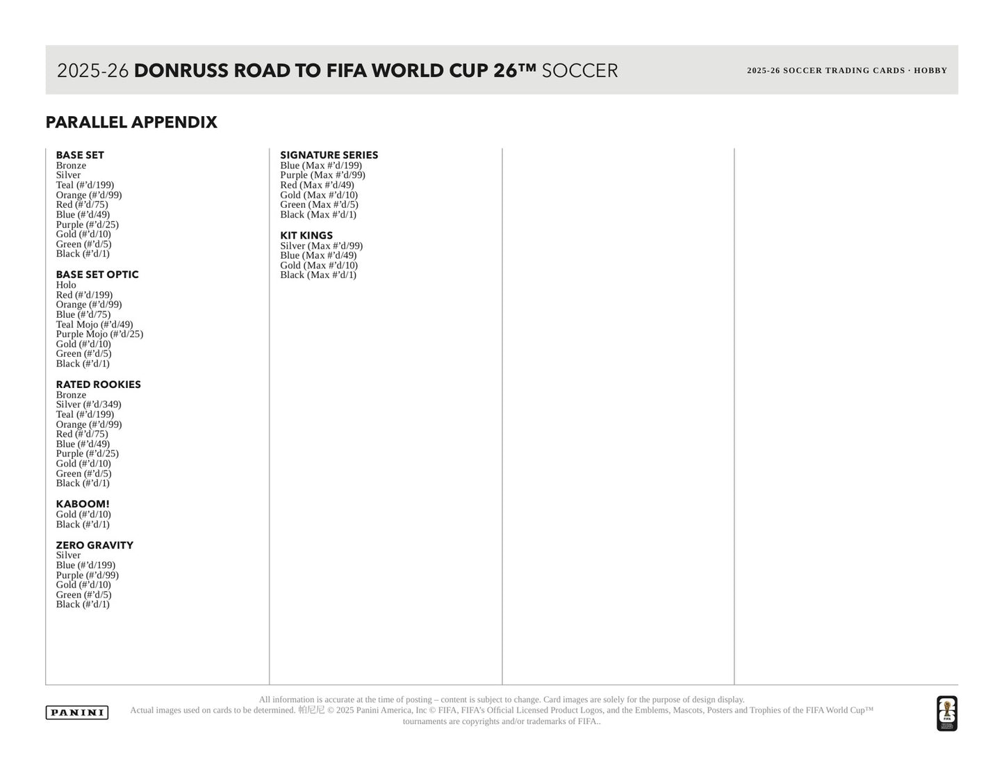 Panini Donruss World Cup Soccer 2025/26 Hobby Case - Sell Sheet Page 6